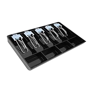 Money Tray Cash Register Drawer Insert Tray Portable Currency Till Replacement Money Organizer Storage Box with 5 Bills 4 Coins Compartments (5 Bills 4 Coins Metal Clip)