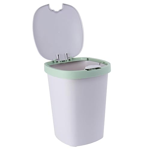 SAFIGLE Large Capacity Push-Button Pedal Waste Bin with Lid Quiet Container for Kitchen Living Bathroom Stylish Square Design in Light Green