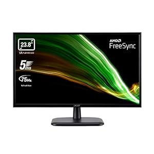 Acer EK240YC Monitor, Schwarz, 23,8 Zoll (60 cm Bildschirm) Full HD, 75Hz, 5ms (G2G), HDMI 1.4, VGA, Zeroframe
