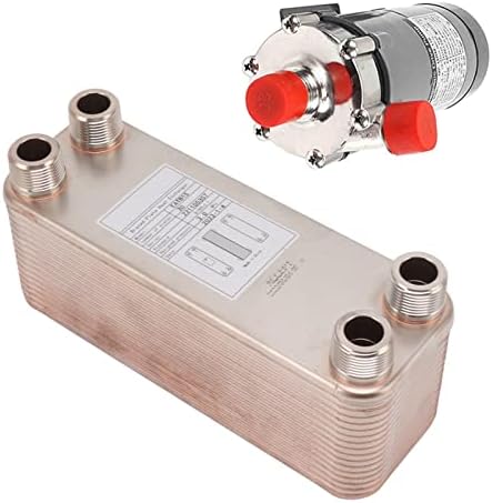 BuyWeek Homebrew Wort Chiller, Stainless Steel Brazed Plate Heat Exchanger 3/4 Inch Male NPT Fitting Plate Chiller for Beer Wort Water