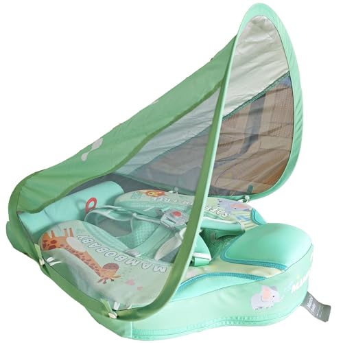 Image of Mambobaby Float with Canopy Size Improved Non Inflatable Infant Baby Pool Float Smart Mambo Float Swim Trainer Add Tail Baby Swim Float Mambo Baby Float Solid Air Free Water Waist Swimming Ring