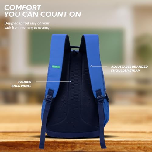 Image of United Colors of Benetton Unisex High-School Backpack LEGEND | 3-Compartment | Large Capacity Bag with Airmesh Padding | Backpack for School Girls and Boys | 28L Capacity