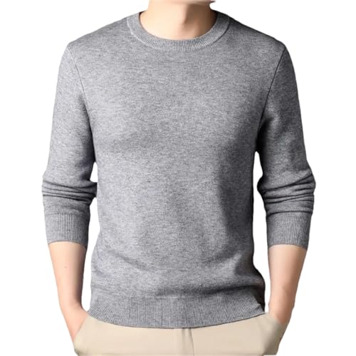 Men's Round Neck Solid Color Knitted Sweater Casual Comfortable Retro Loose Sweater Jumper3