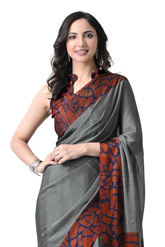 Image of MIRCHI FASHION Women Saree Abstract Print Chiffon | Breathable Lightweight Casual Sari for Regular Use and Office with Unstitched Blouse (Available in 25 Colors)
