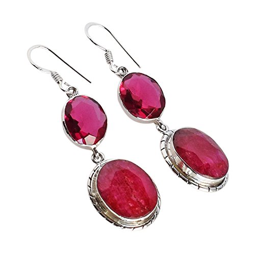 Boucles d'oreilles rubis naturel et quartz rose pour illuminer vos soirées
