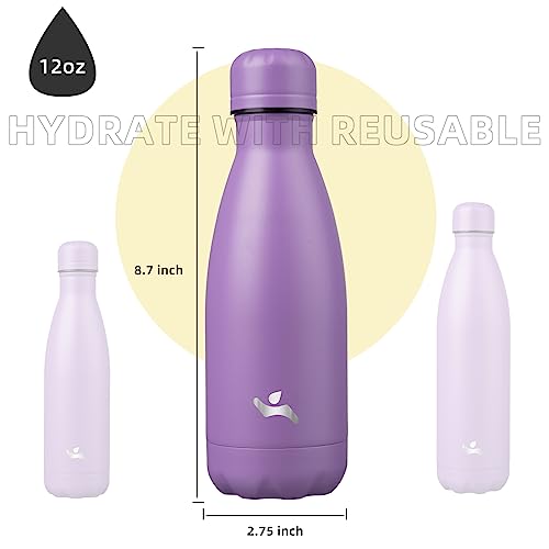 Image of Konokyo Insulated Water Bottles,12 oz Double Wall Stainless Steel Vacumm Metal Flask for Sports Travel,Lavender