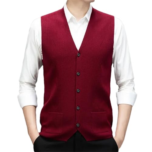 Vsadsau Men Warm Knit Sweaters Vest Button V-Neck Sleeveless Waistcoat Thick Casual Business Tank Top