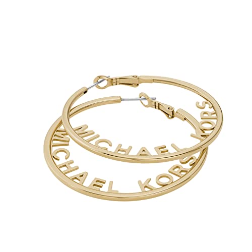 Michael Kors Stainless Steel MK Logo Hoop Earrings for Women, Color: Gold (Model: MKJ7992710)2