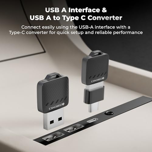 Image of Zebronics 2-in-1 Wireless CarPlay Adapter, Converts Wired Android Auto & CarPlay to Wireless, USB-A & Type-C Converter, BT v5.2, Dual Band Wi-Fi, Fast Boot, Plug & Play (Drivecast 02)