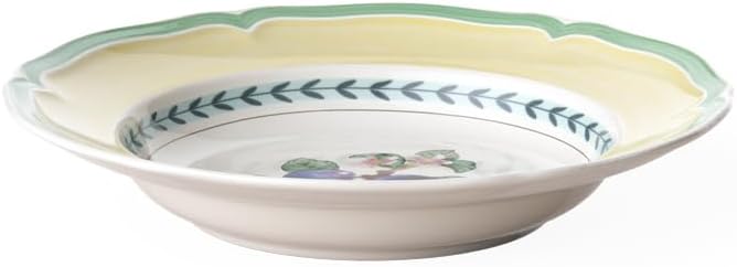 Villeroy & Boch French Garden Valence Rim Soup : Plum, 9 in, Premium Porcelain, White/Multicolored