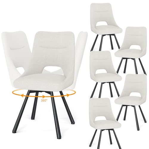 WAFTING Lot de 6 Chaises Pivotantes de Restaurant, Pivotantes à 360°, Assise de 48 cm de Large, Chaise de Salle à Manger Rembourrées avec Dossier Ajouré,...