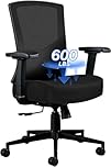Big and Tall Office Chair 600lbs, Ergonomic Home Office Chair for Heavy People with 2D Adjustable Lumbar Support and High Back Heavy Duty Metal Base Mesh Chair(Black)