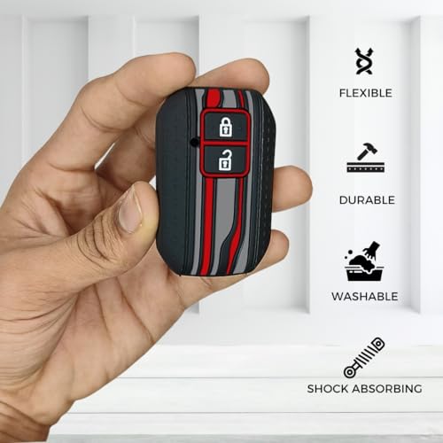 Image of KEYCEPT Tristar Key Cover for Suzuki Swift, Dzire, Ertiga, Grand Vitara, Celerio, Brezza, Fronx, Jimny, Ignis, Urban Cruiser, Rumion, Hyryder, E-Vitara (2 Button smart Key Cover, Black)