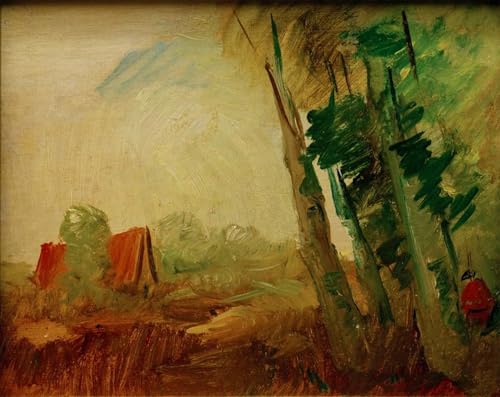 Cuadro de la casa roja en el campo de Wilhelm Busch, lienzo de 60x90cm