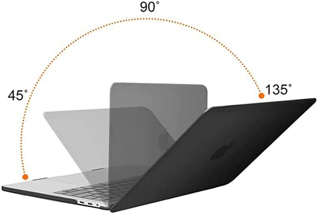 MacBook Pro with AWH case demonstrating 90 to 135 degree opening angles