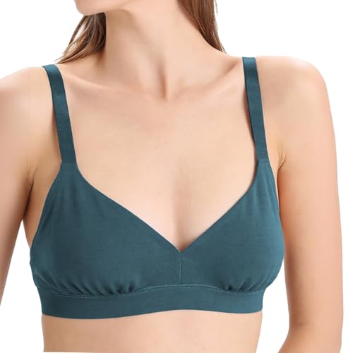 100% Merino Wool Womens Wireless Triangle BraWide Straps No Padding Merino-Wrapped Elastic Band Moisture-Wicking Everyday Bralette for YogaHiking Outdoos TealXL