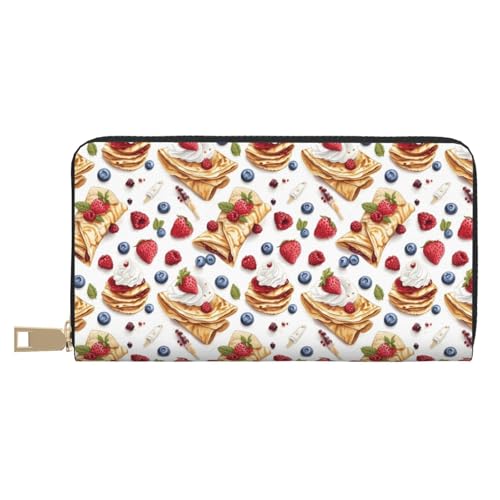 Berry Burrito Print Wallet Women Men, Long PU Leather Wallets for Women, Cute Womens Travel Wallet Purse Pouch with Zipper Pocket