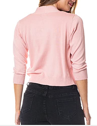 Image of Bolero Cropped Cardigans Shrugs for Women - 3 /4 Sleeve Open Front Cover up for Dresses