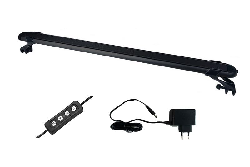 JULIAQUA Lámpara de acuario ajustable, iluminación de aluminio con 13 modos de luz, brillo ajustable (Black-17W-PlugEU)