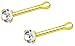 Forbidden Body Jewelry 22g 18k Gold Plated Sterling Silver CZ Simulated Diamond Micro Nose Stud, 1.5mm