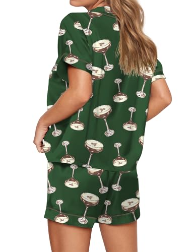 Image of SHESHOW Satin Pajamas for Women Set Preppy Animals Pjs Short Sleeve Shorts 2 Piece Loungewear Sets XS-XXL