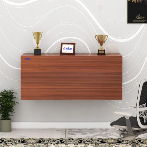 Image of Anikaa EduDesk Wall Mounted Foldable Study Table with Storage Shelves, Floating Wall Desk for Home Office, Laptop & Computer Desk, Engineered Wood, Space-Saving Fold-Down Workstation (DIY Assemble).