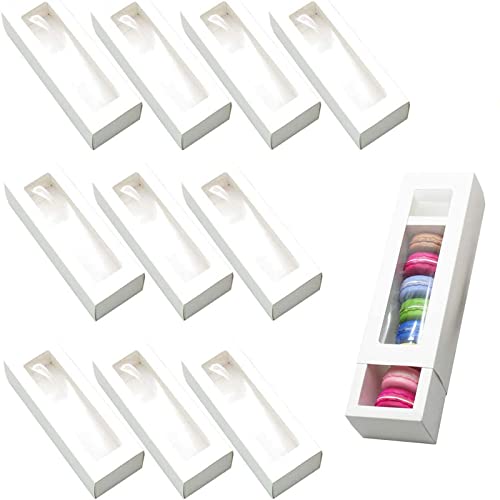 10 Pièces Boîte à Biscuits avec Fenêtre, Boîte d'emballage de Pâtisserie, Papier Boîte de Fenêtre, Boîtes à Gâteaux Avec Fenêtre, Boîte Macaron pour Biscuits, Bonbons, Petits Pains, Beignets (Blanc) Cover
