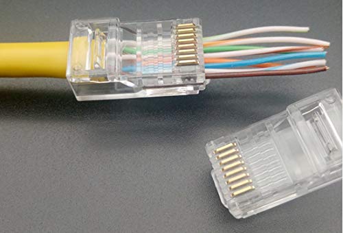 Petechtool Rj45 Cat5 Cat5E Connector 50-Pack - End Pass Through Ethernet 8P8C Goldplated Modular Plug #TOP7