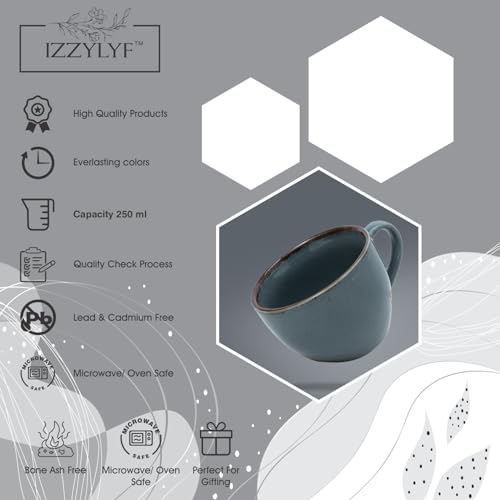 Image of 'Ocean Mist Blue' Durable Ceramic Tea Cup with Saucer Set of 12pcs(6Cup & 6Saucer) | Elegant Chai Cup | Microwave & Dishwasher Safe | Drinkware for Home, Office, Cafe, Guests Serving & Gifting