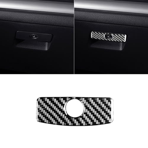 PJFUS Real Soft Black Carbon Fiber Car Co-Pilot Glove Storage Box Handle Switch Cover Sticker Interior Trim Compatible with Subaru Impreza 2012-2016/XV Crosstrek 2013-2017 Accessories Black
