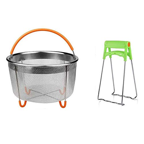 Cestello Cottura A Vapore Per Pentola A Pressione 6QT - Inox Con Manico In Silicone Per Instant Pot - Foto 9