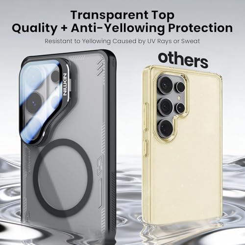 Image of PRITO Nilkin Magnetic Case for Samsung S26 Ultra, Shockproof Protection with MagSafe, Never Yellowing and Biodegradable Material, with Stand & Camera Lens Cover (Black, Samsung S26Ultra)