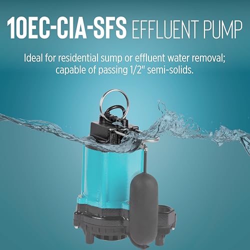Image of Little Giant 10EC-CIA-SFS 115-Volt, 1 /2 HP, 4020 GPH Automatic Cast Iron Sump /Effluent Pump with polypropylene base, integrated snap-action float switch and 10-ft. cord, Blue, 510803