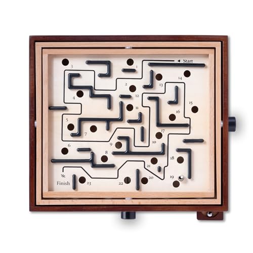 Jeu de Labyrinthe en Bois, Jeu d'équilibre Labyrinthe de qualité supérieure, Plateau Classique Robuste de 33,5 cm, défi de Coordination œil-Main
