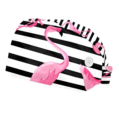 Chapeaux de travail unisexes imprimé flamingo et rayures noires lot de 2 pièces