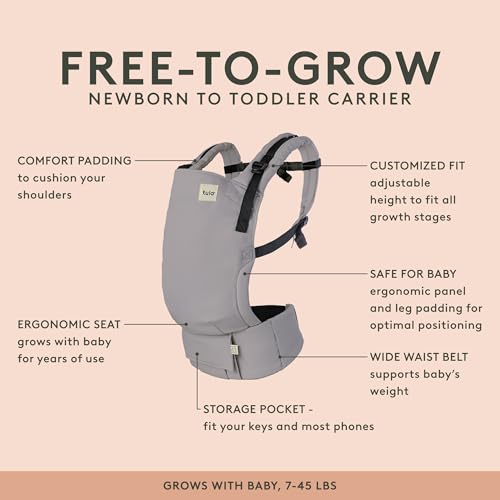 Baby Tula Breathable Mesh Explore Panel Free-to-Grow Baby Carrier - Adjustable, Newborn to Toddler Carrier - Ergonomic Fit for 7lbs to 45lbs - 3 Position Carrying Options - Beyond (Steel Blue/Dash)