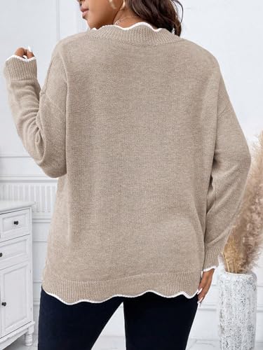 MakeMeChic Women's Fall Sweaters V Neck Casual Loose Long Sleeve Shirts Knitted Pullover Jumper Tops2