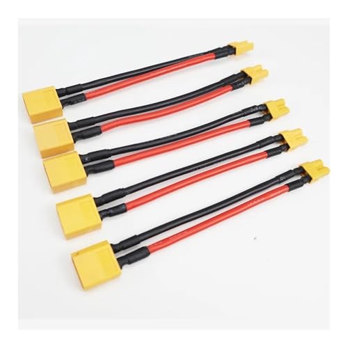 Adaptador XT60 a XT30 macho hembra de 10cm y 14AWG para drones de carreras FPV pack de 5 unidades