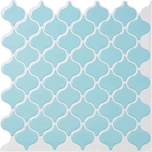 【Dream Sticker】モロッカンタイル シール コラベル ランタン タイルシール モザイクタイル 耐熱 キッチン 壁紙に貼る タイルシート MOR-05 (ライトブルー, 1枚)