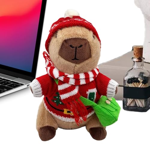 Peluche genérico Capybara para vestir | Figura linda de Navidad | 25 cm de animal de peluche vestido con ropa, para niños, niñas, niños pequeños, jóvenes y amigos