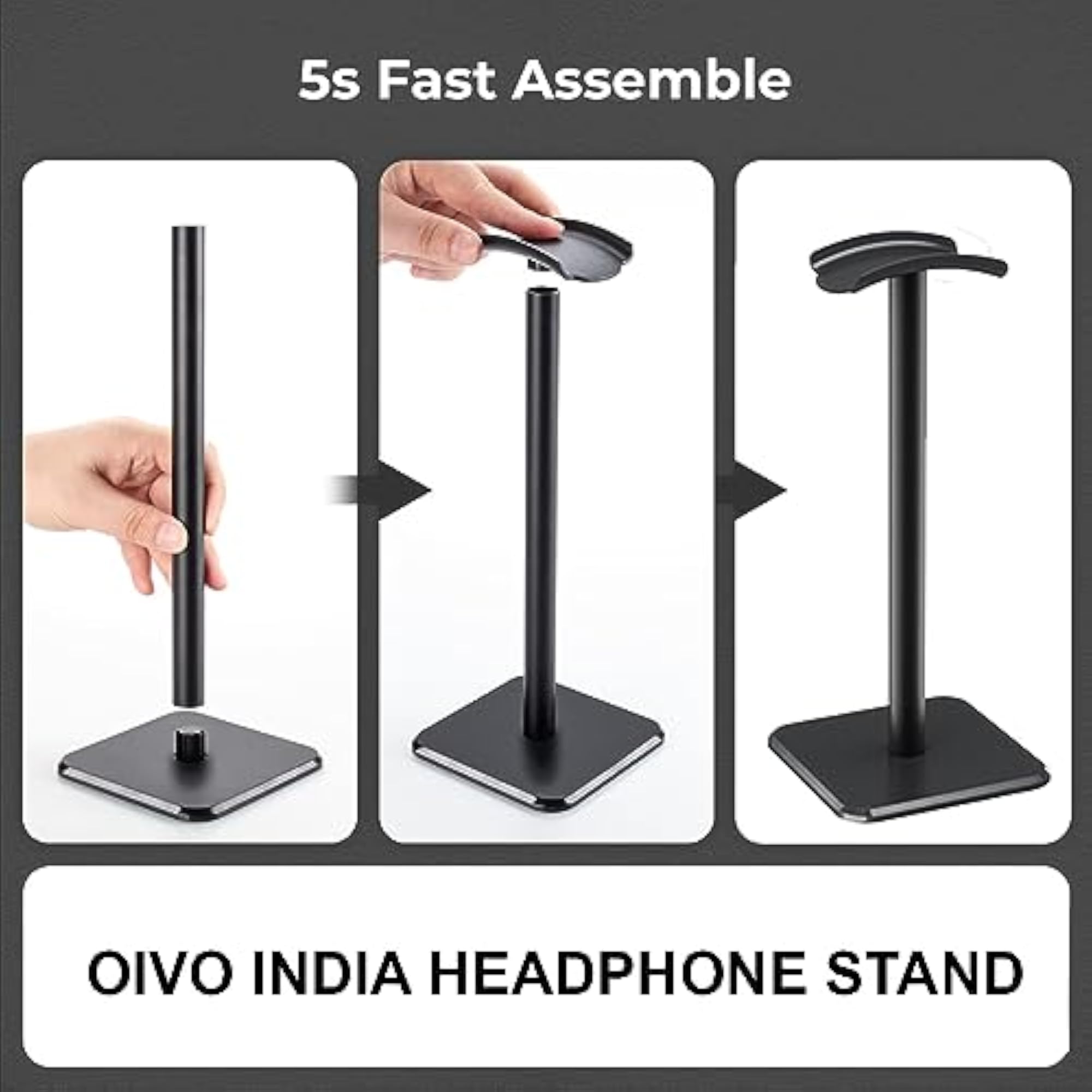 Headphone Stand with Aluminum Supporting Bar