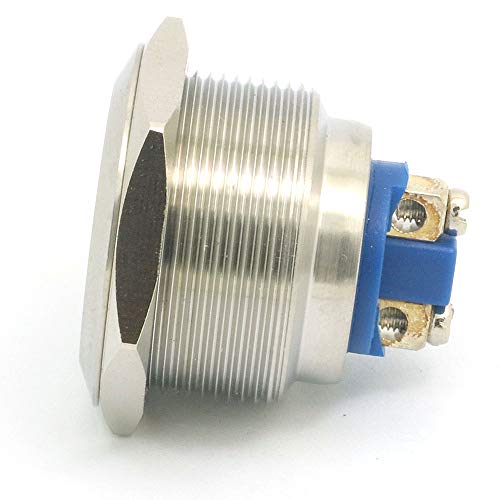 DollaTek 25mm Flat Reset Button Switch 12V DC Angel Eye LED Waterproof Stainless Steel Round Llight Switch With Screw Foot - Sliver - Image 2