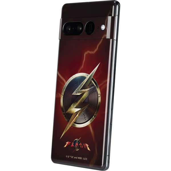 Skinit Phone Decal Skin Compatible with Google Pixel 7 Pro - Officially Licensed Warner Bros The Flash Movie: Logo Poster Design