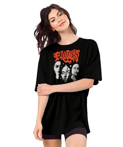 Image of SHODOX Women's Cotton Blend Oversized Drop Shoulder Printed T-Shirt | Soft, Breathable & Light Weight | Loose Fit Stylish Top for Girls with Premium Graphic Print