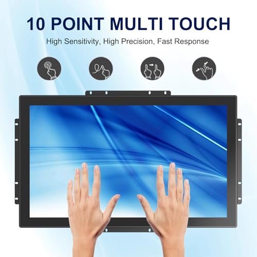 Image of Industrial Open Frame Touch Monitor 23.8 Inch Multi-Touch Screen Display, 1920x1080 Resolution with VESA Mount & Open Bracket Installation, Vending and Digital Signage, 7x24h Work