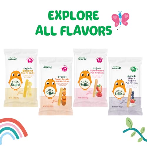 Image of Little Bellies Organic Strawberry Pick-Me Sticks Baby Snack, 0.56 oz (Pack of 10)