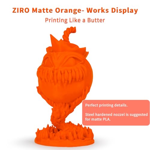 Image of ZIRO High Toughness 3D Printing PLA, Matte 1kg 1.75mm Spool, Orange | Fit for Most FDM 3D Printer, 1.75mm 1KG Spool, Dimensional Accuracy + /-0.03mm, Colorful PLA FilamenT