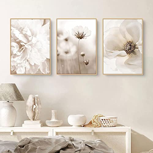 Impression Herbe de Pampa Beige Tableau Mural Triptyque Salon 20x30