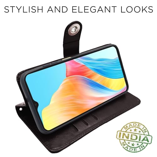 Image of Pikkme Oppo A38 4G / Oppo A18 4G Flip Cover Leather Finish | Wallet Stand and Shock Proof | Inside TPU with Card Pockets | Complete Protection Button Flip Case (Coffee)