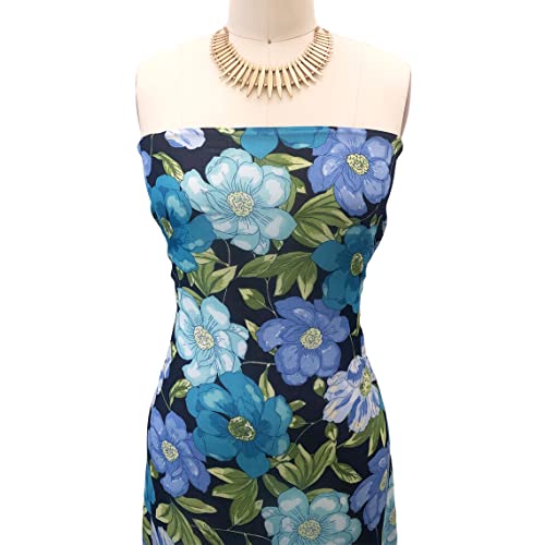 Luxurious 58" Wide Navy Turquoise Printed Chiffon Fabric - Lightweight, Breathable, Anti-Wrinkle Polyester for Fashion, Drapery, and DIY Projects 3 Luxurious 58" Wide Navy Turquoise Printed Chiffon Fabric - Lightweight, Breathable, Anti-Wrinkle Polyester for Fashion, Drapery, and DIY Projects - Image 2